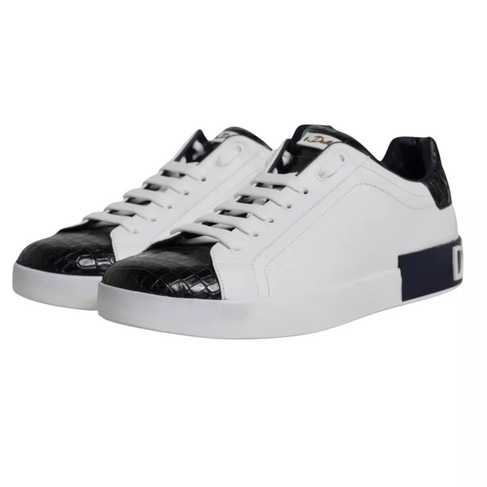 Dolce & Gabbana Portofino sneakers van wit leer met logo