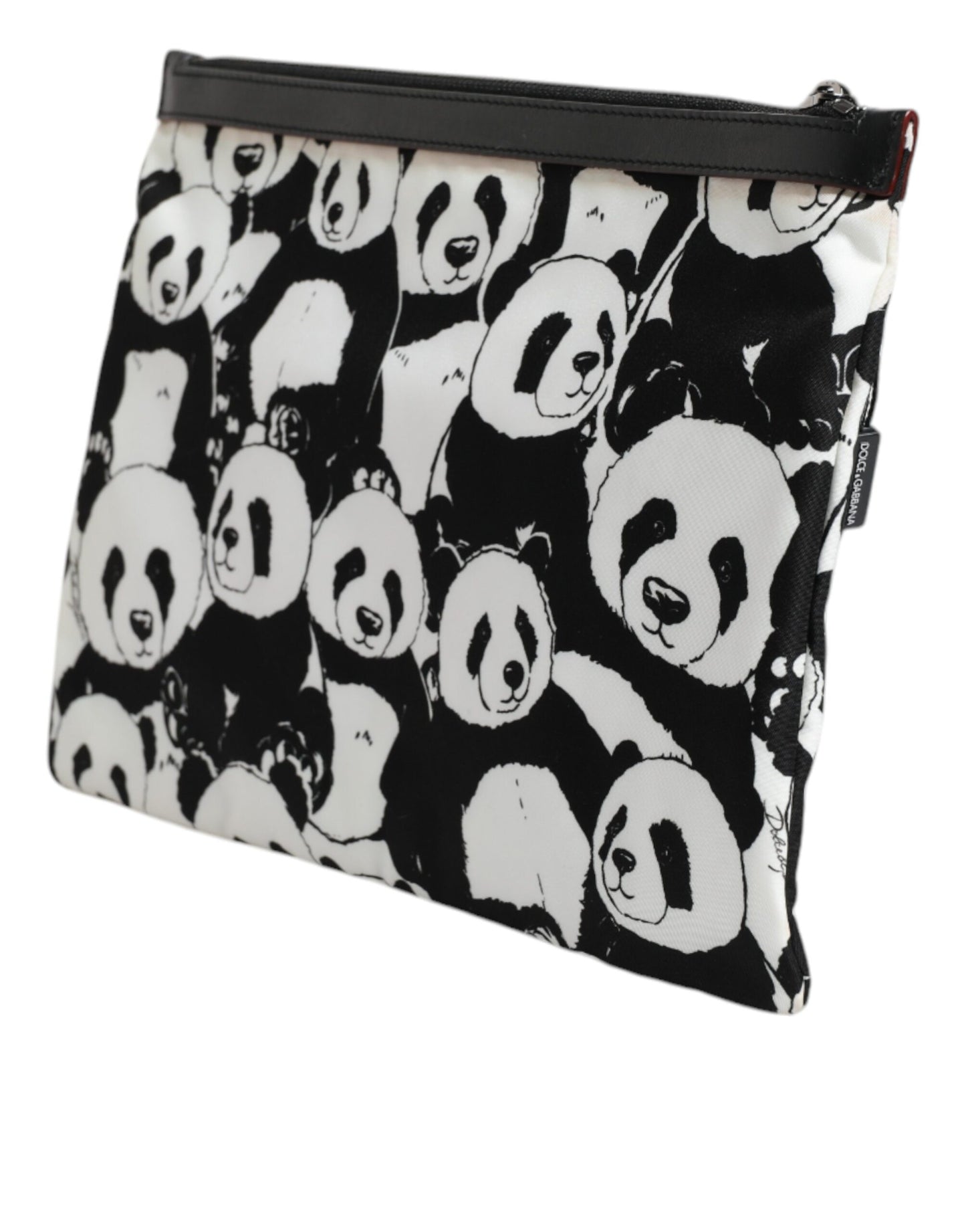 Pochette Dolce & Gabbana à motif panda noir et blanc