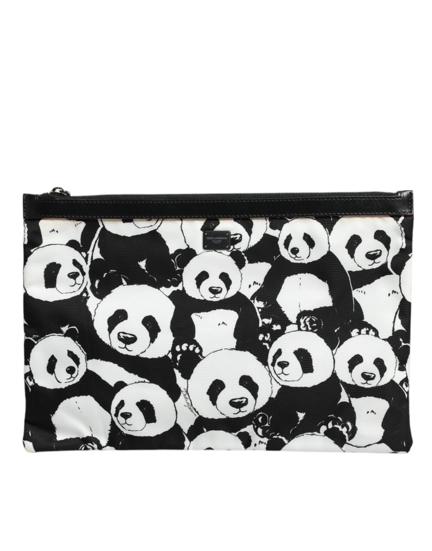 Pochette Dolce & Gabbana à motif panda noir et blanc