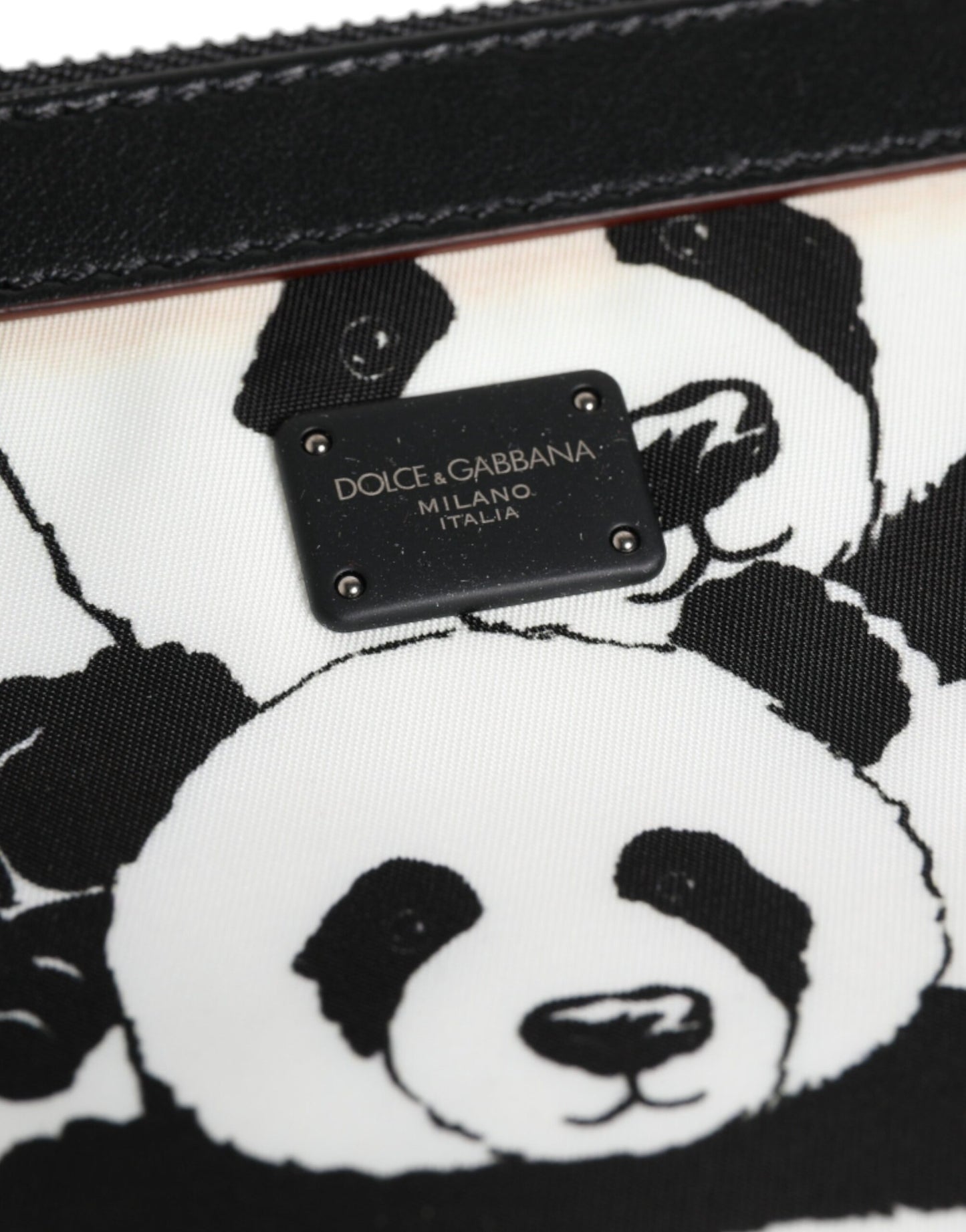 Pochette Dolce & Gabbana à motif panda noir et blanc