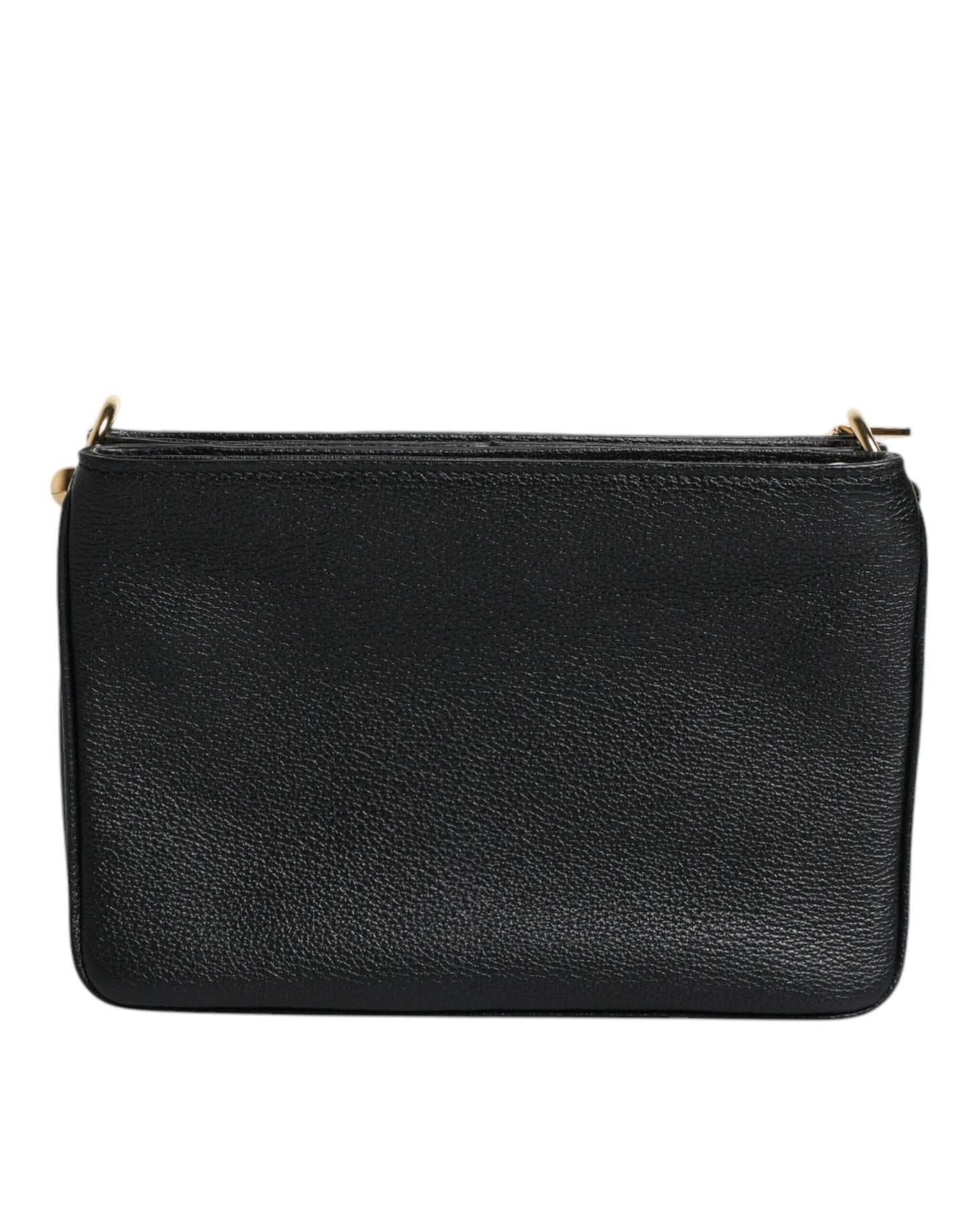 Pochette Dolce & Gabbana en cuir grainé noir avec plaque logo