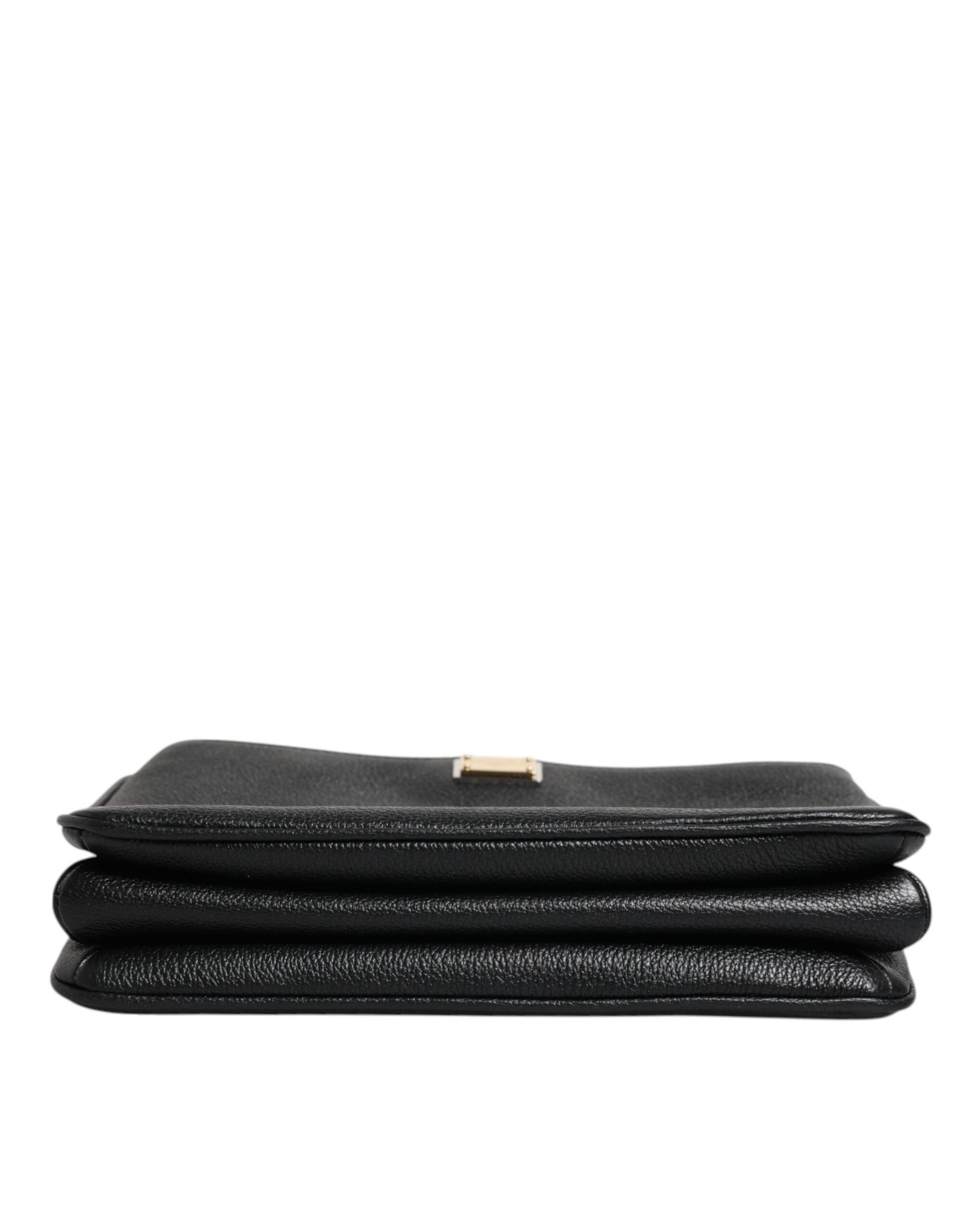 Pochette Dolce & Gabbana en cuir grainé noir avec plaque logo