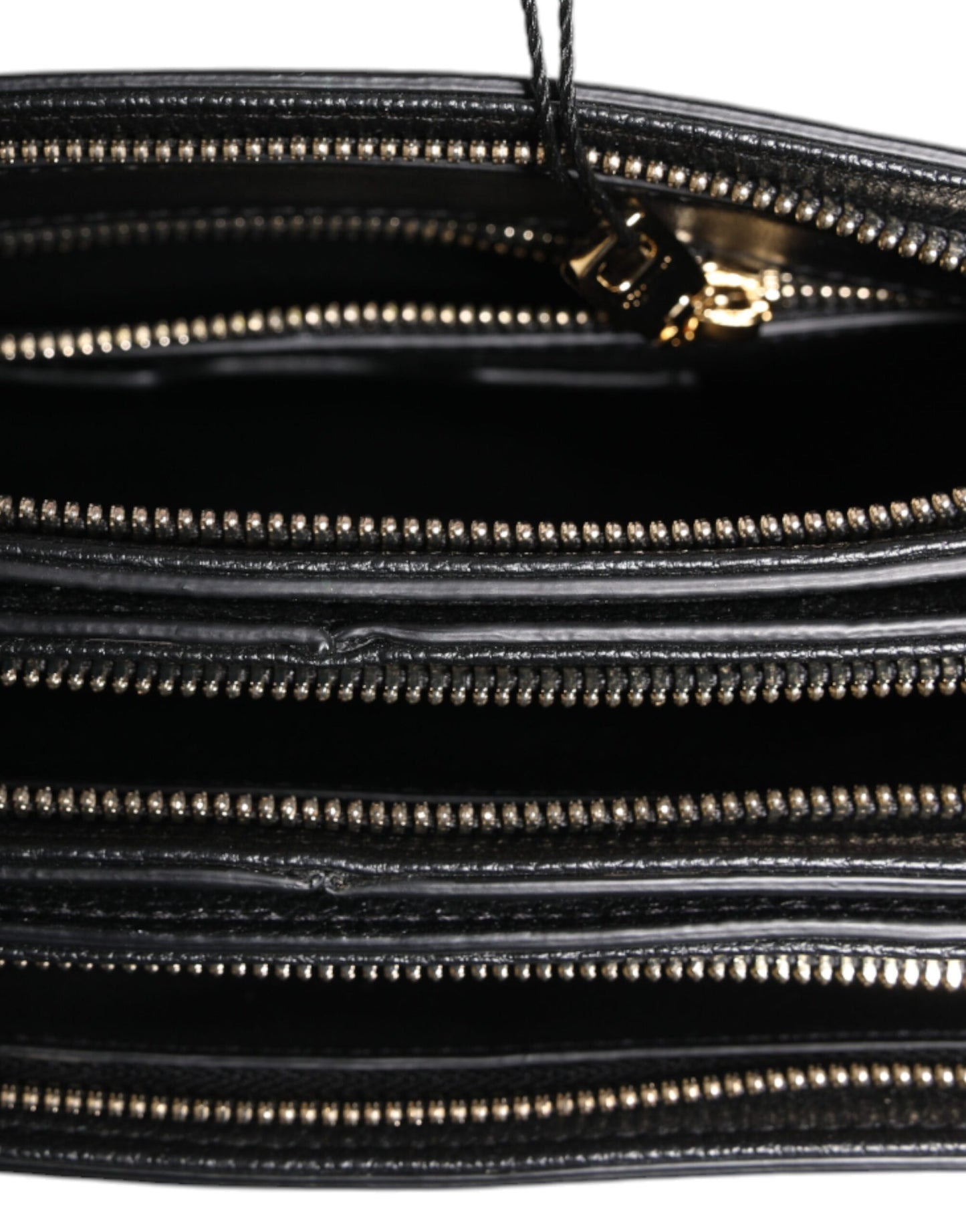 Pochette Dolce & Gabbana en cuir grainé noir avec plaque logo