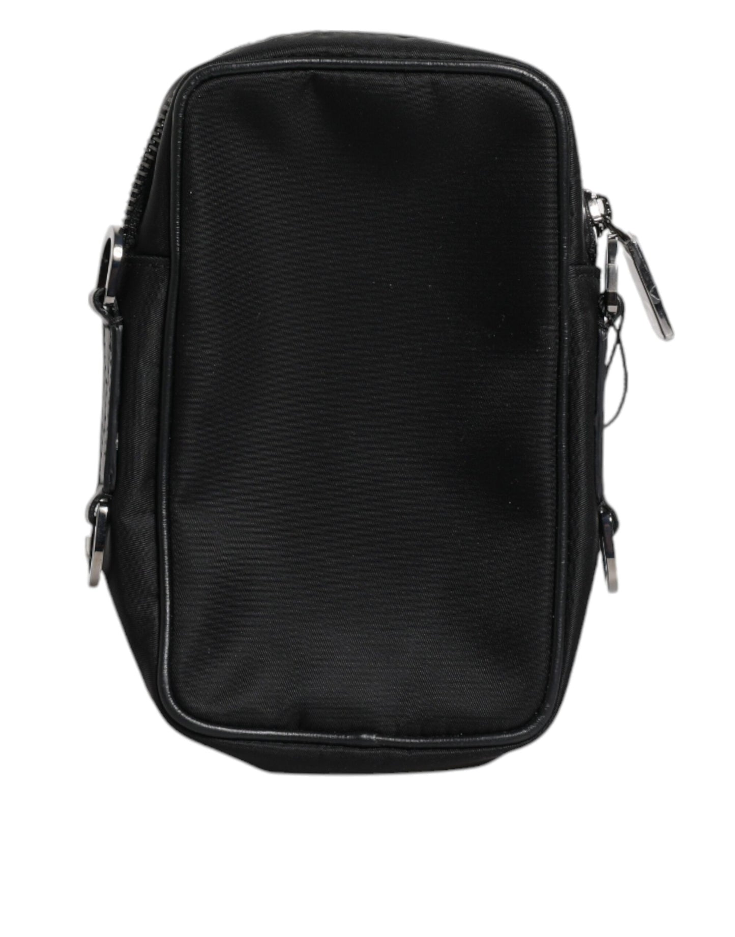 Pochette Dolce & Gabbana en cuir grainé noir avec plaque logo