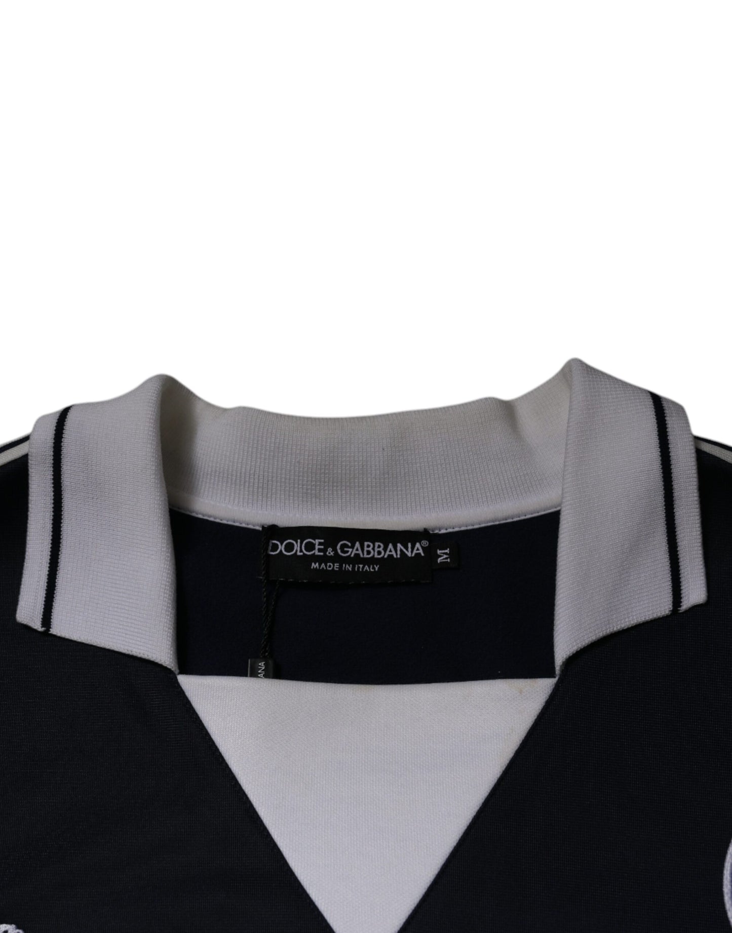 Dolce & Gabbana Blauwe Jersey Trui met Logo en Kraag
