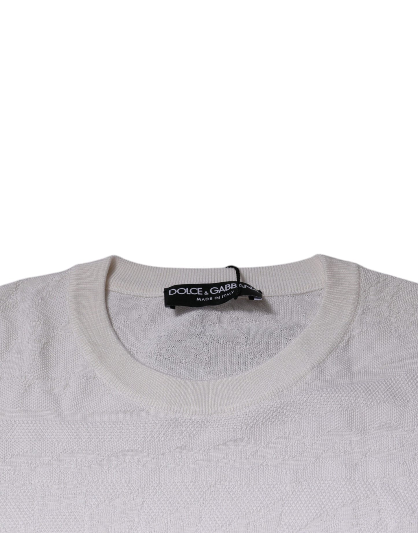 Pull en soie blanche à col rond pour homme de Dolce & Gabbana