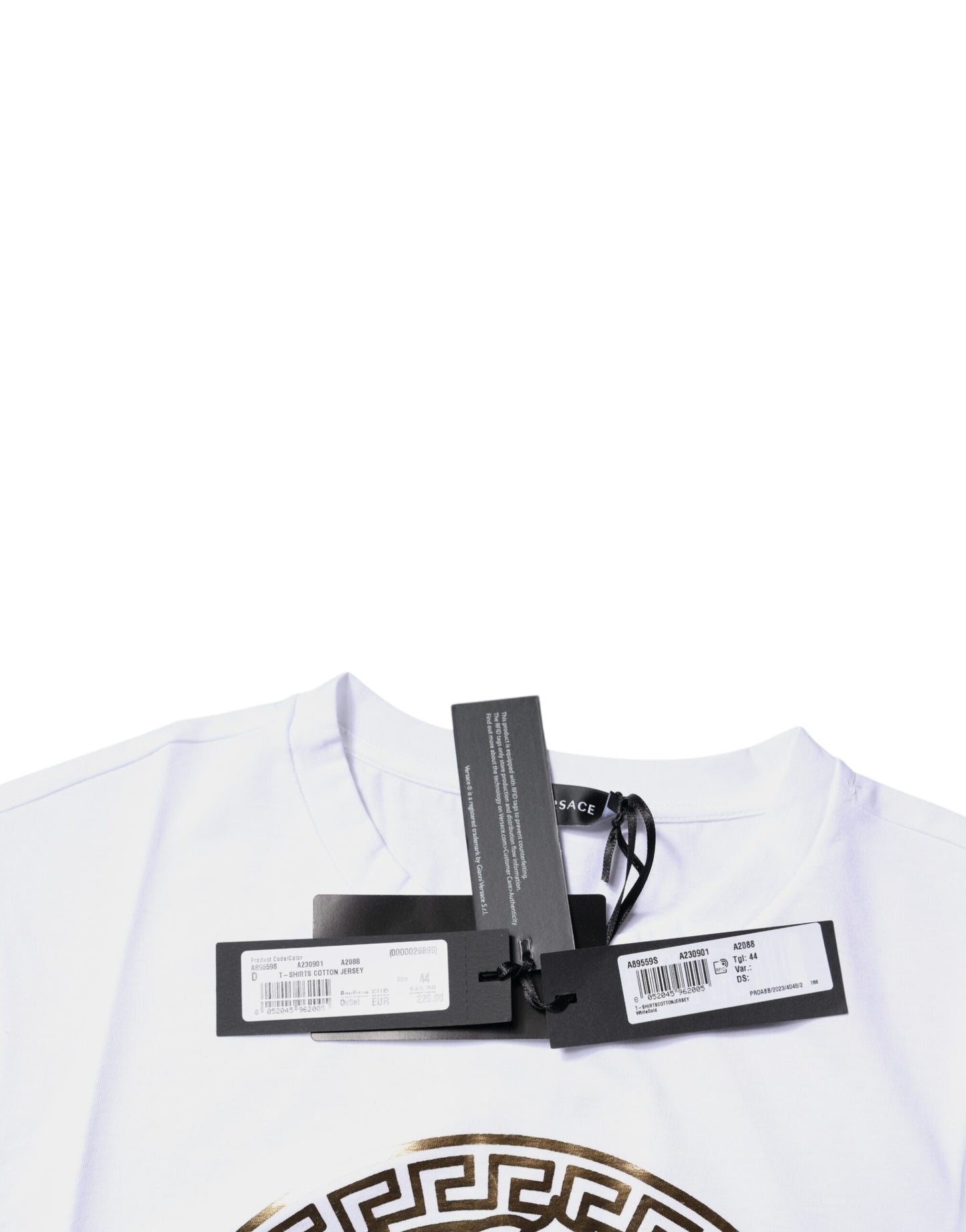 T-shirt en coton à col rond blanc avec imprimé Medusa de Versace
