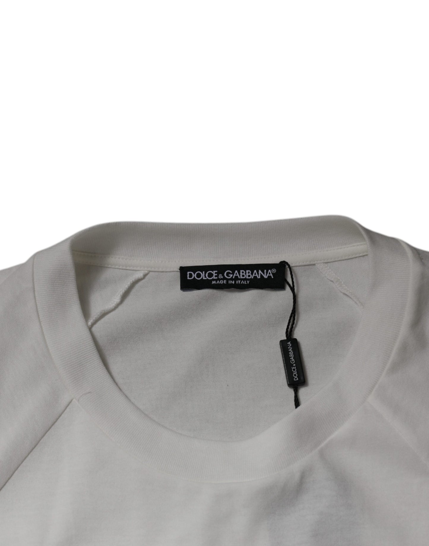 T-shirt blanc à manches courtes et col rond Dolce & Gabbana DG Sport