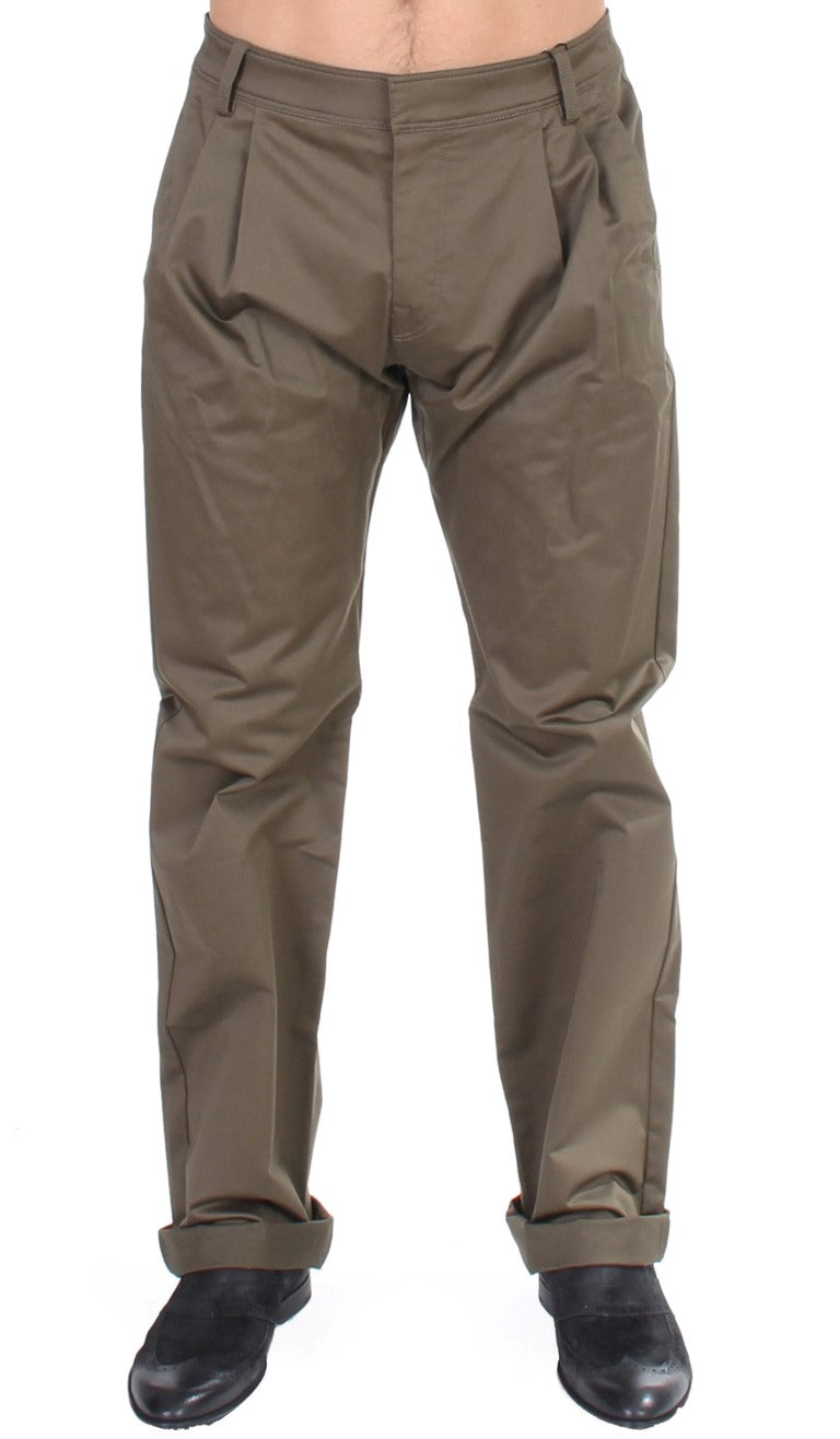 Pantalon confortable et extensible en coton vert GF Ferre