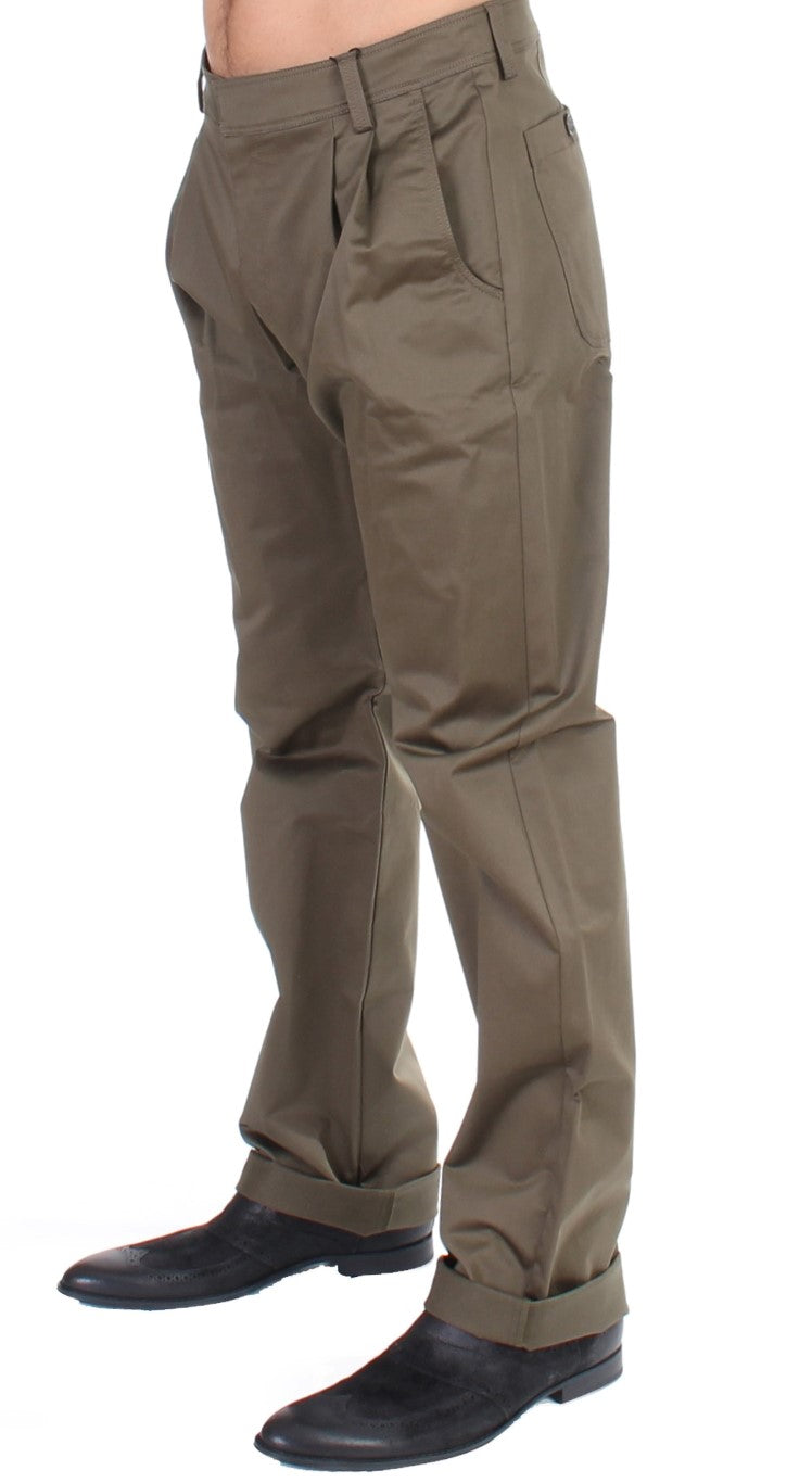 Pantalon confortable et extensible en coton vert GF Ferre