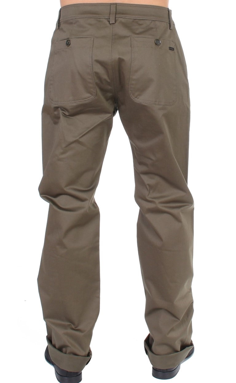 Pantalon confortable et extensible en coton vert GF Ferre