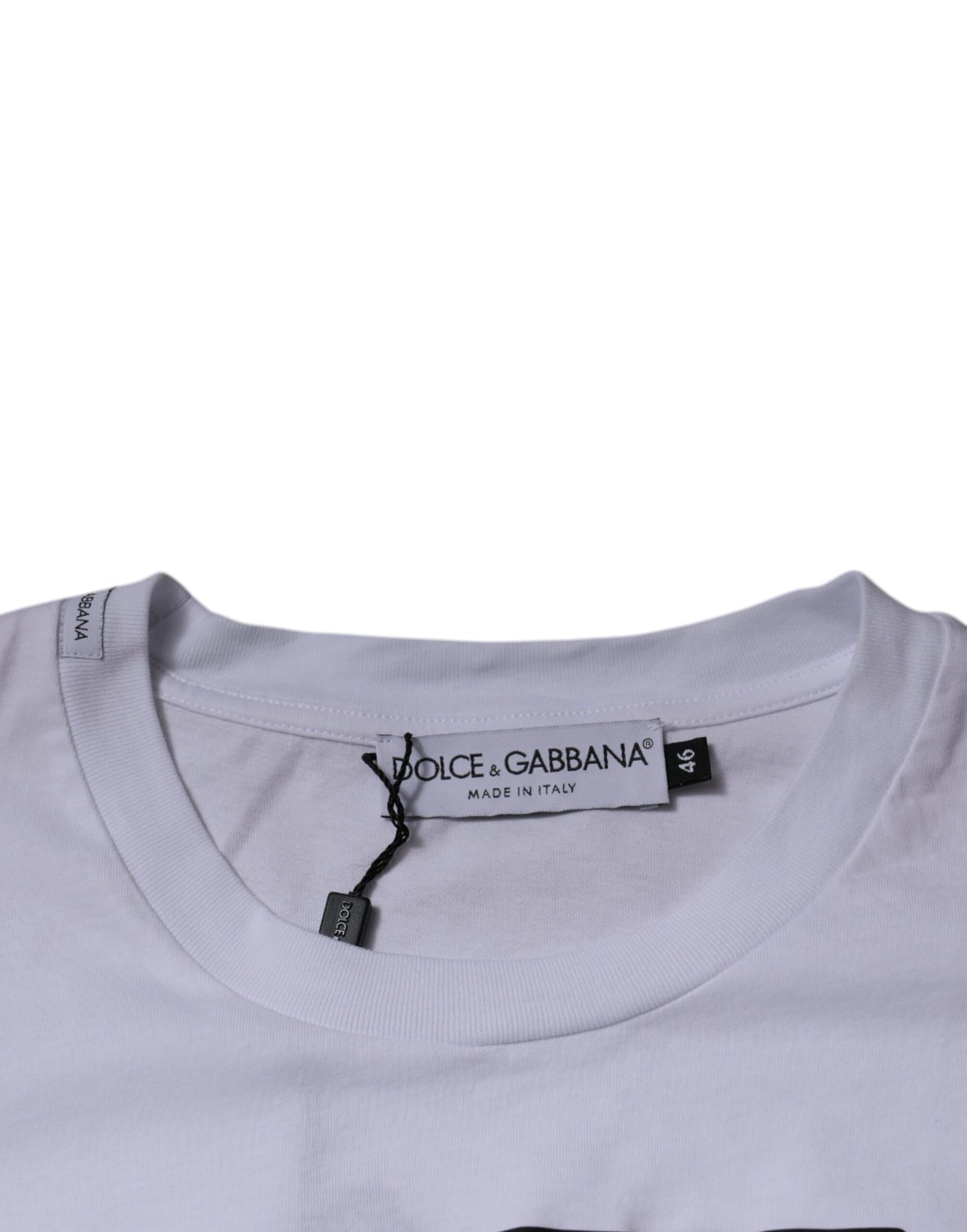 Dolce & Gabbana wit katoenen T-shirt met DG-logo en ronde hals.
