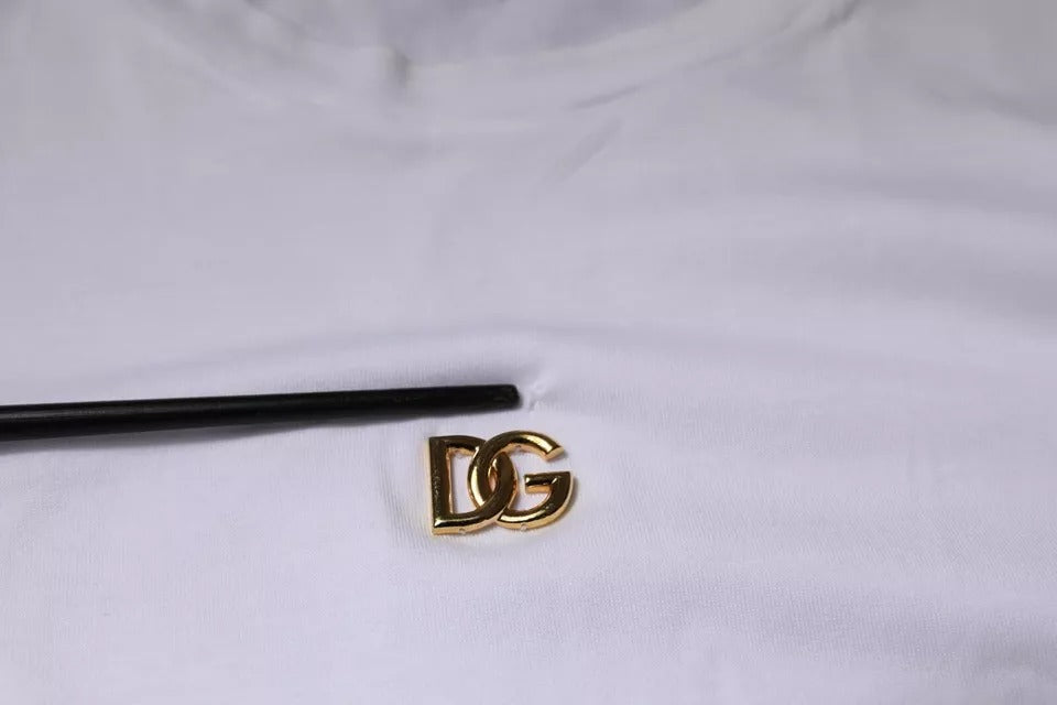 Dolce & Gabbana wit T-shirt met DG-logo en ronde hals en korte mouwen