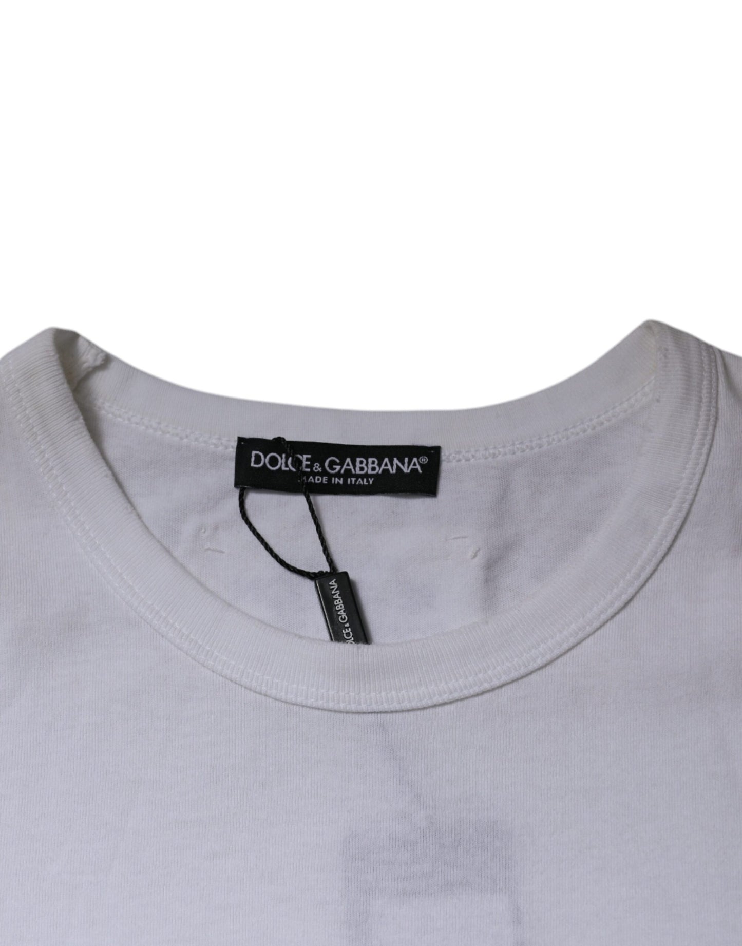 T-shirt à manches courtes à col rond avec rayures blanches de Dolce & Gabbana
