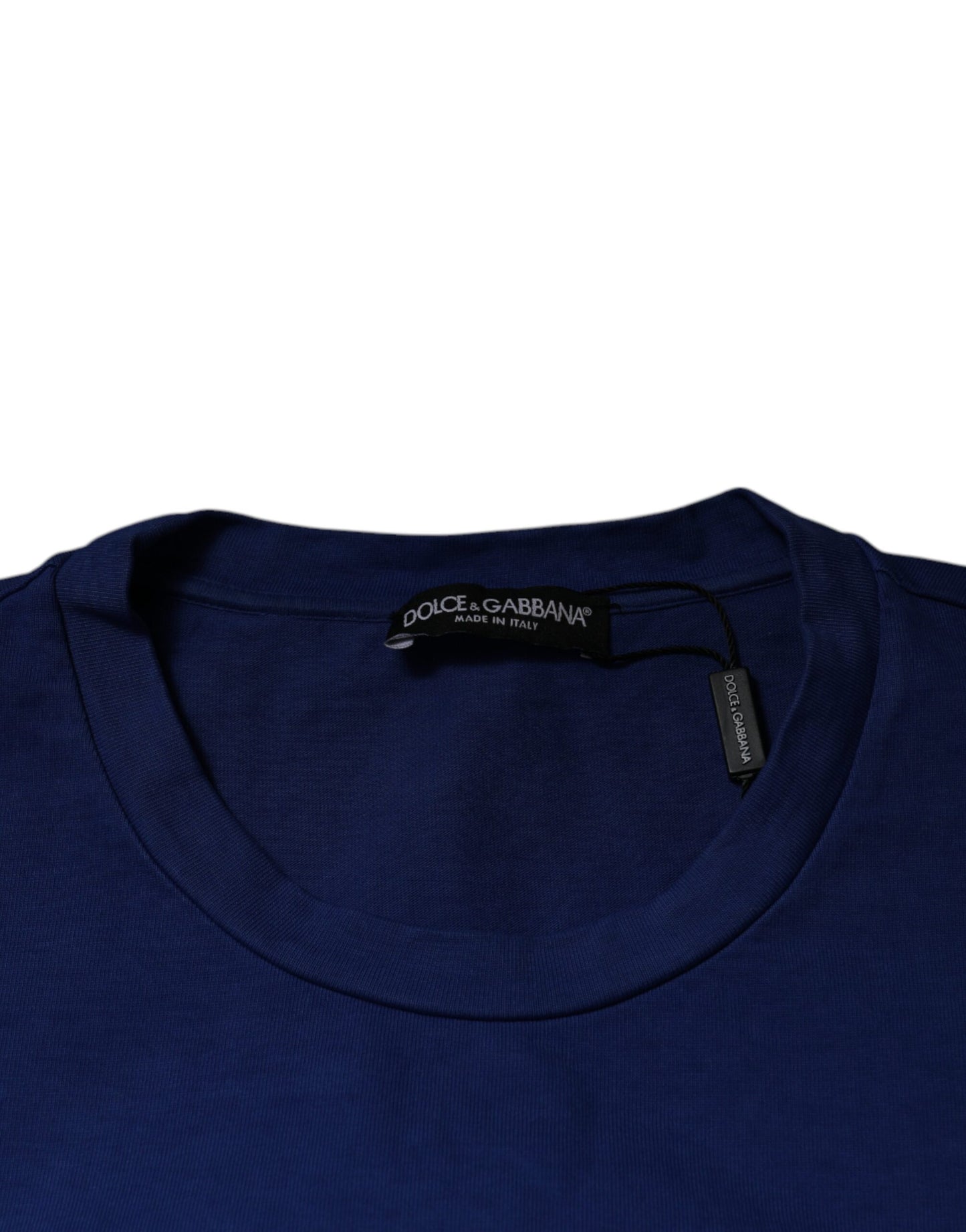 T-shirt en coton à col rond bleu avec imprimé graphique de Dolce & Gabbana