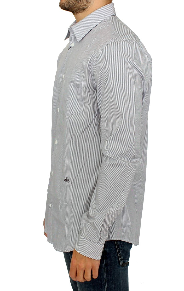 Chemise décontractée en coton rayé gris GF Ferre
