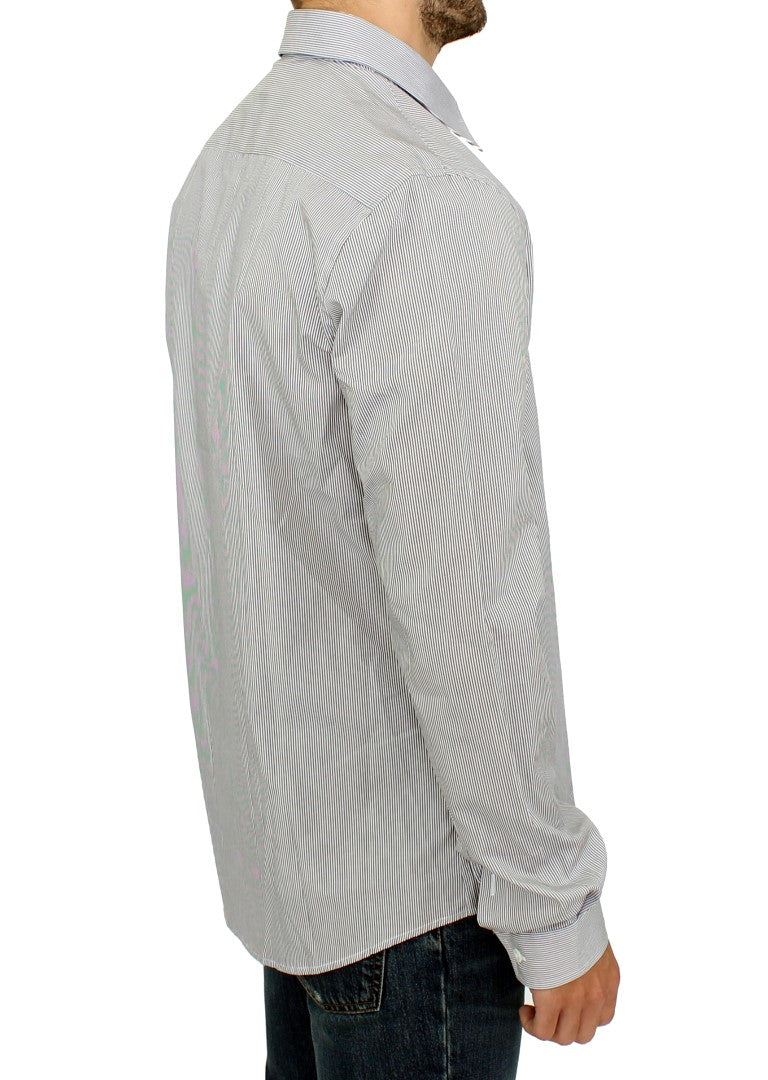 Chemise décontractée en coton rayé gris GF Ferre