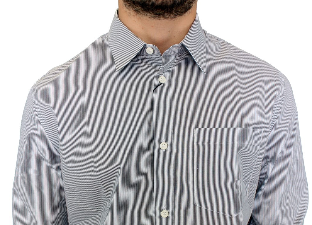 Chemise décontractée en coton rayé gris GF Ferre