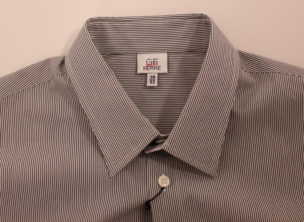 Chemise décontractée en coton rayé gris GF Ferre