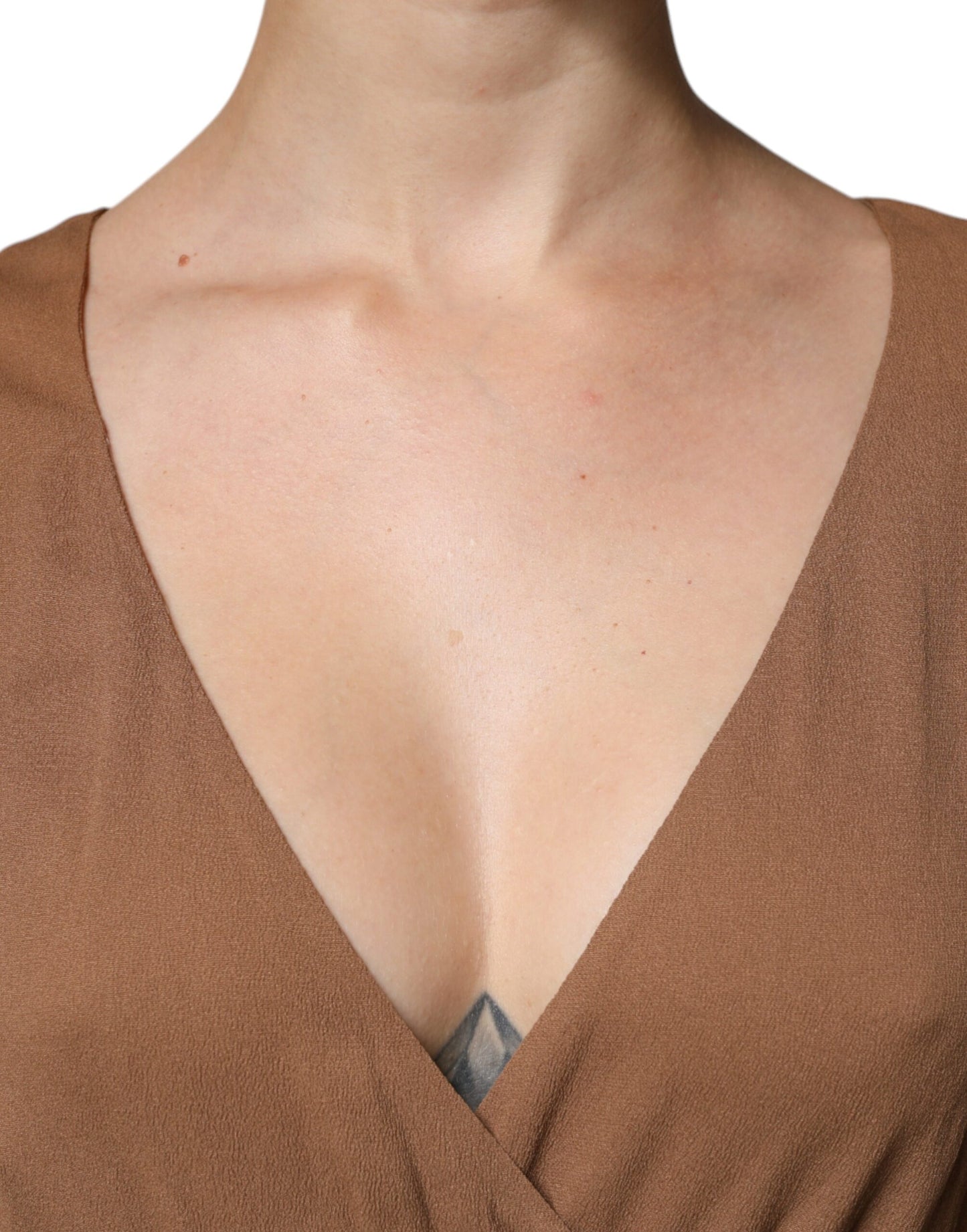 Robe longue maxi A-line marron sans manches et à décolleté V profond de Fabiana Filippi