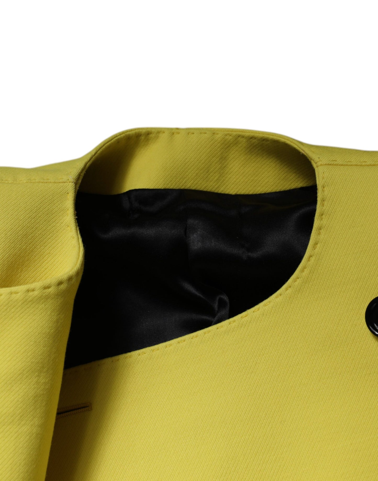 Dolce & Gabbana Veste-manteau courte en laine jaune citron à manches longues