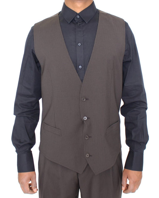 Dolce & Gabbana bruine gestreepte stretch jurkvest
