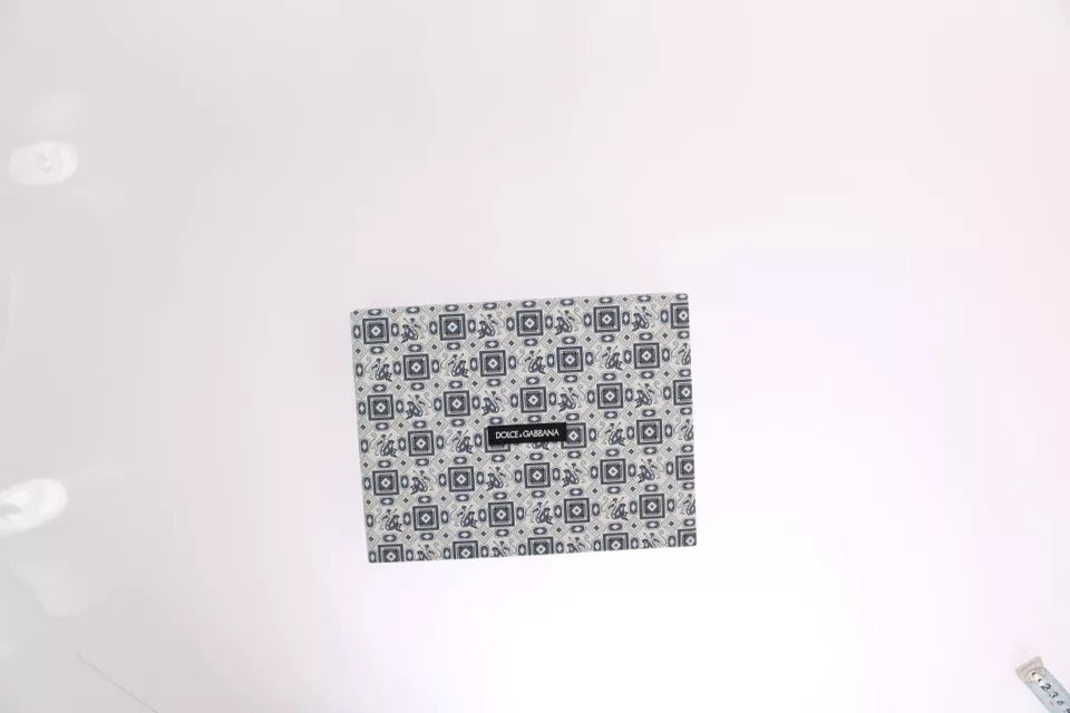 Coffret cadeau ceinture en cuir et nœud papillon en soie blanc et bleu Dolce & Gabbana