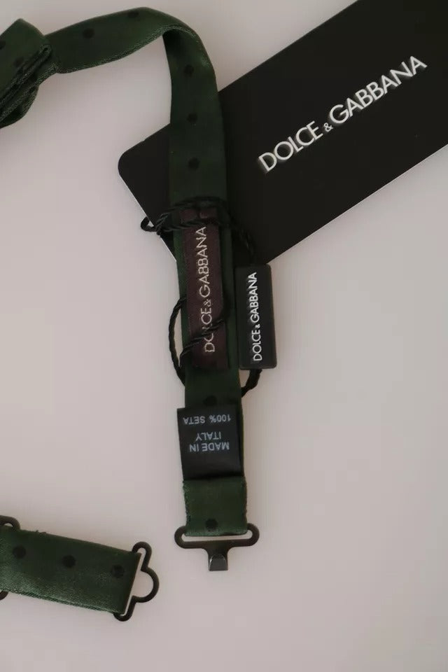 Dolce & Gabbana Groene Zijden Strik met Stippen voor Heren