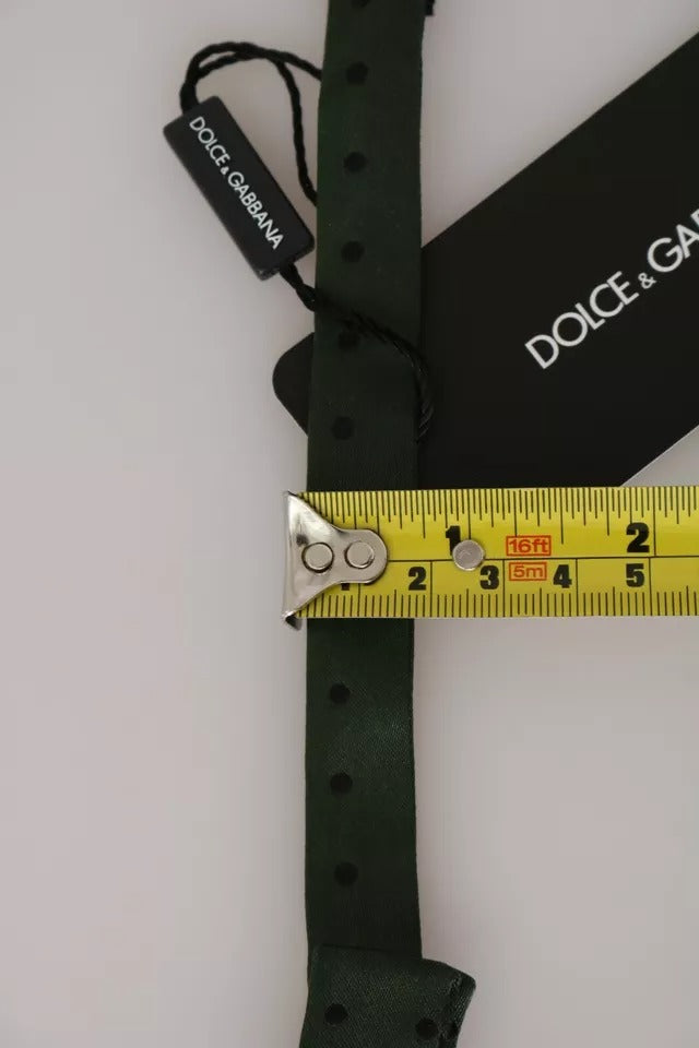 Dolce & Gabbana Groene Zijden Strik met Stippen voor Heren