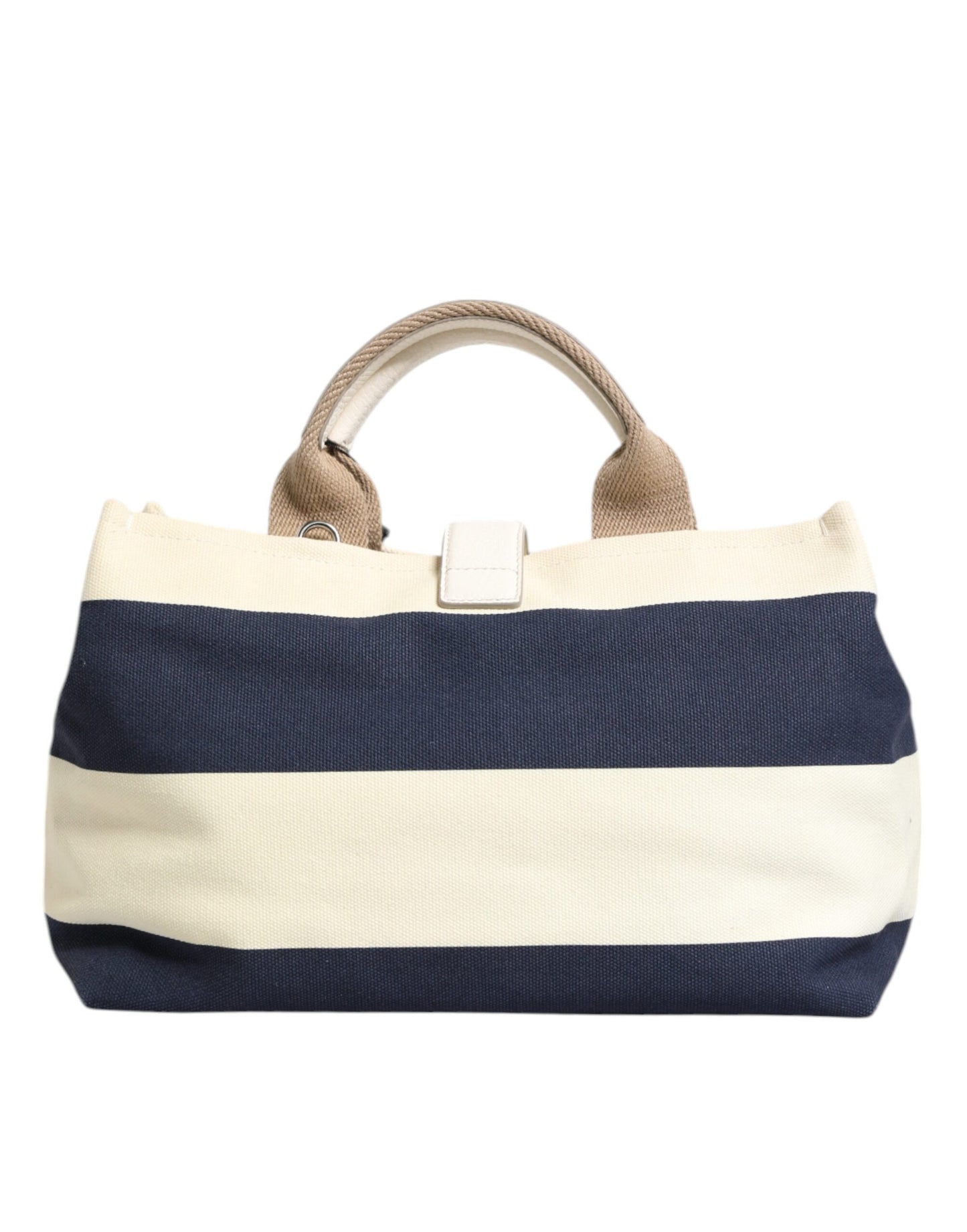 Sac fourre-tout à poignée supérieure en toile rayée blanc bleu marine Dolce & Gabbana
