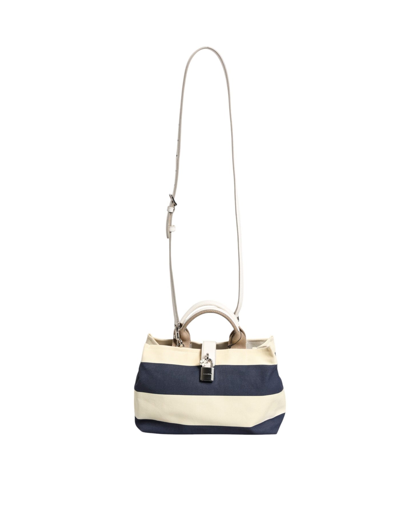Sac fourre-tout à poignée supérieure en toile rayée blanc bleu marine Dolce & Gabbana