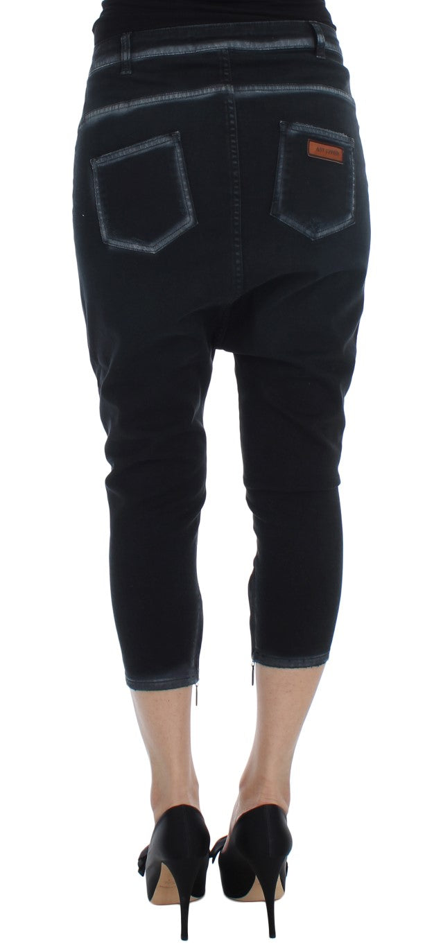 Jeans baggy décontractés en coton extensible bleu de Cavalli