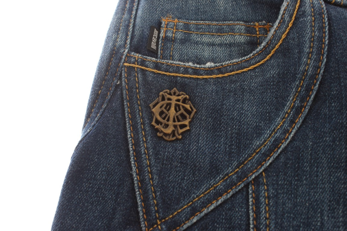 Jeans Cavalli en coton bleu extensible, taille basse.