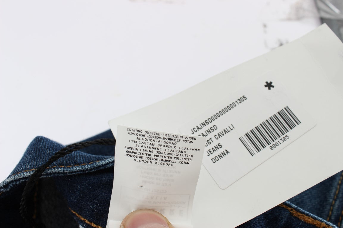 Jeans Cavalli en coton bleu extensible, taille basse.