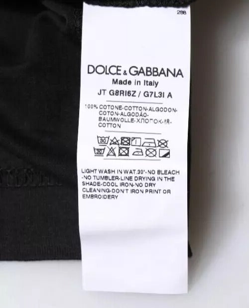 T-shirt noir en coton à manches courtes et col rond de Dolce & Gabbana