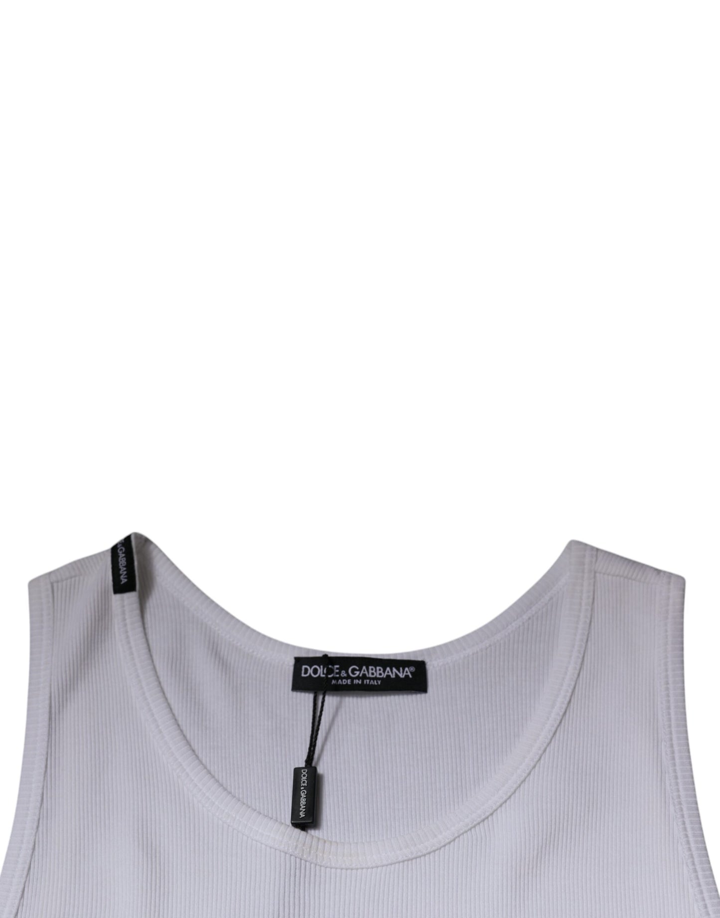 Débardeur blanc en coton sans manches et à col rond de Dolce & Gabbana