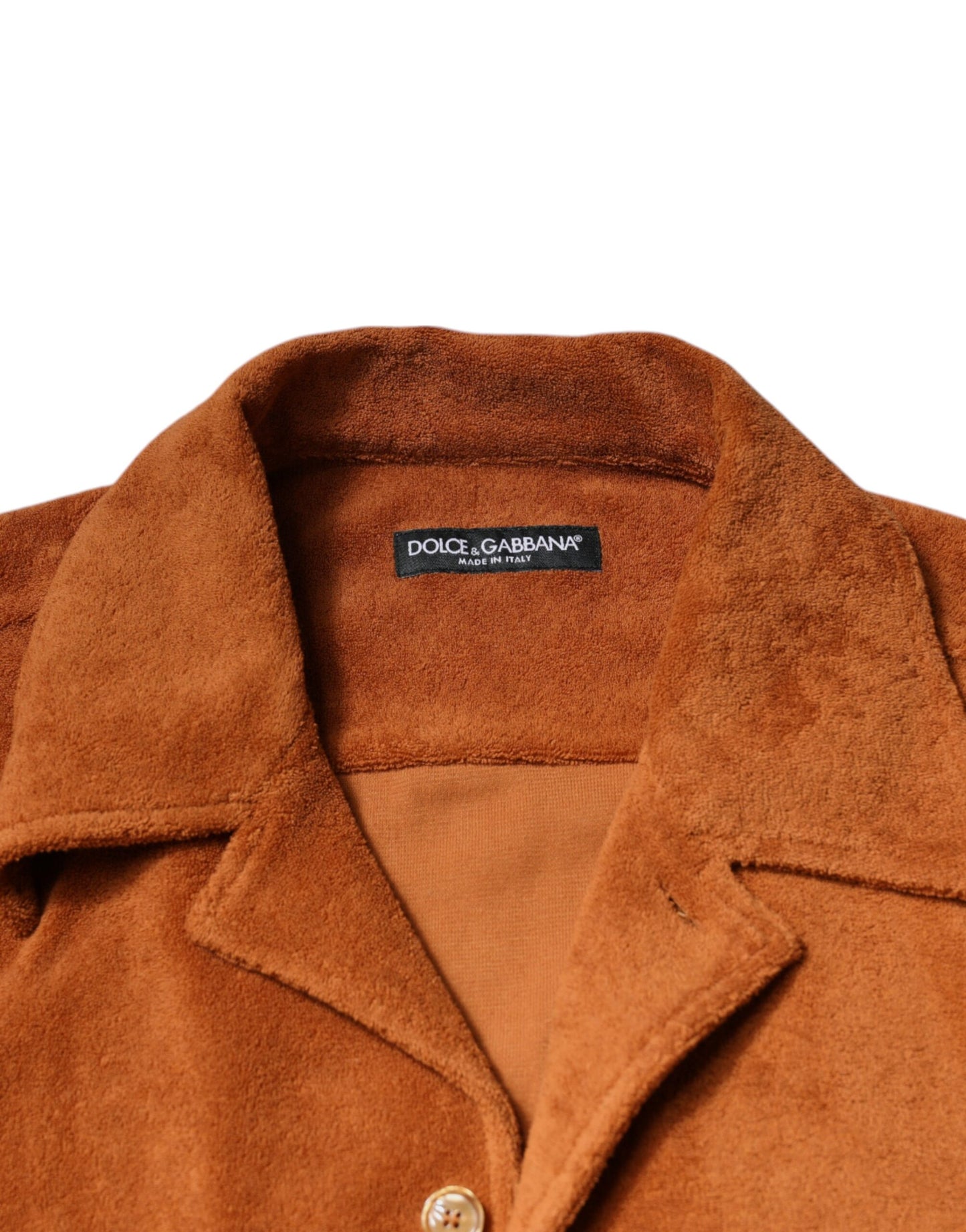 Dolce & Gabbana Hazel Knoophemd van Katoenvelours met Kraag