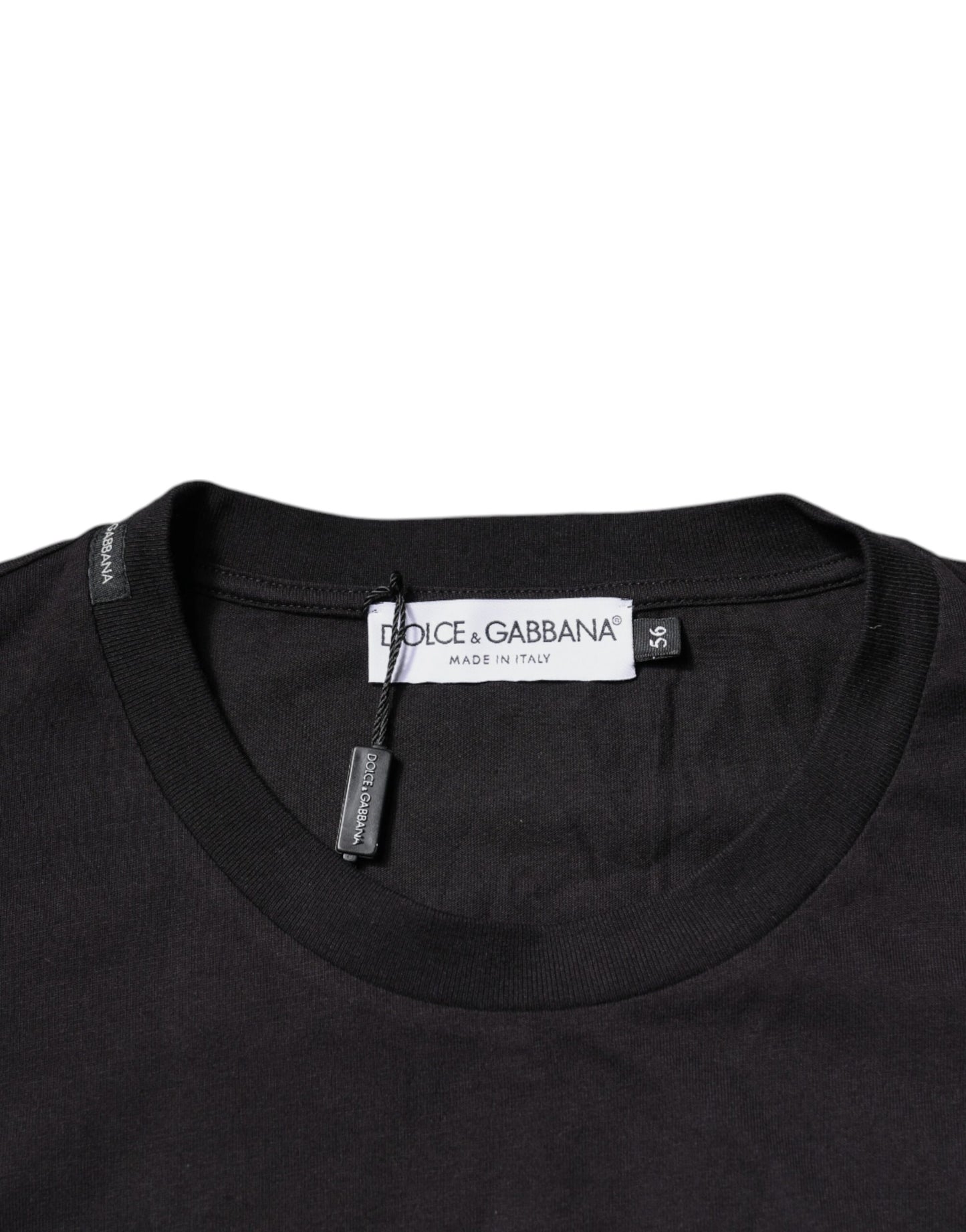 Dolce & Gabbana T-shirt met ronde hals van katoen, zwart, met logo-print.