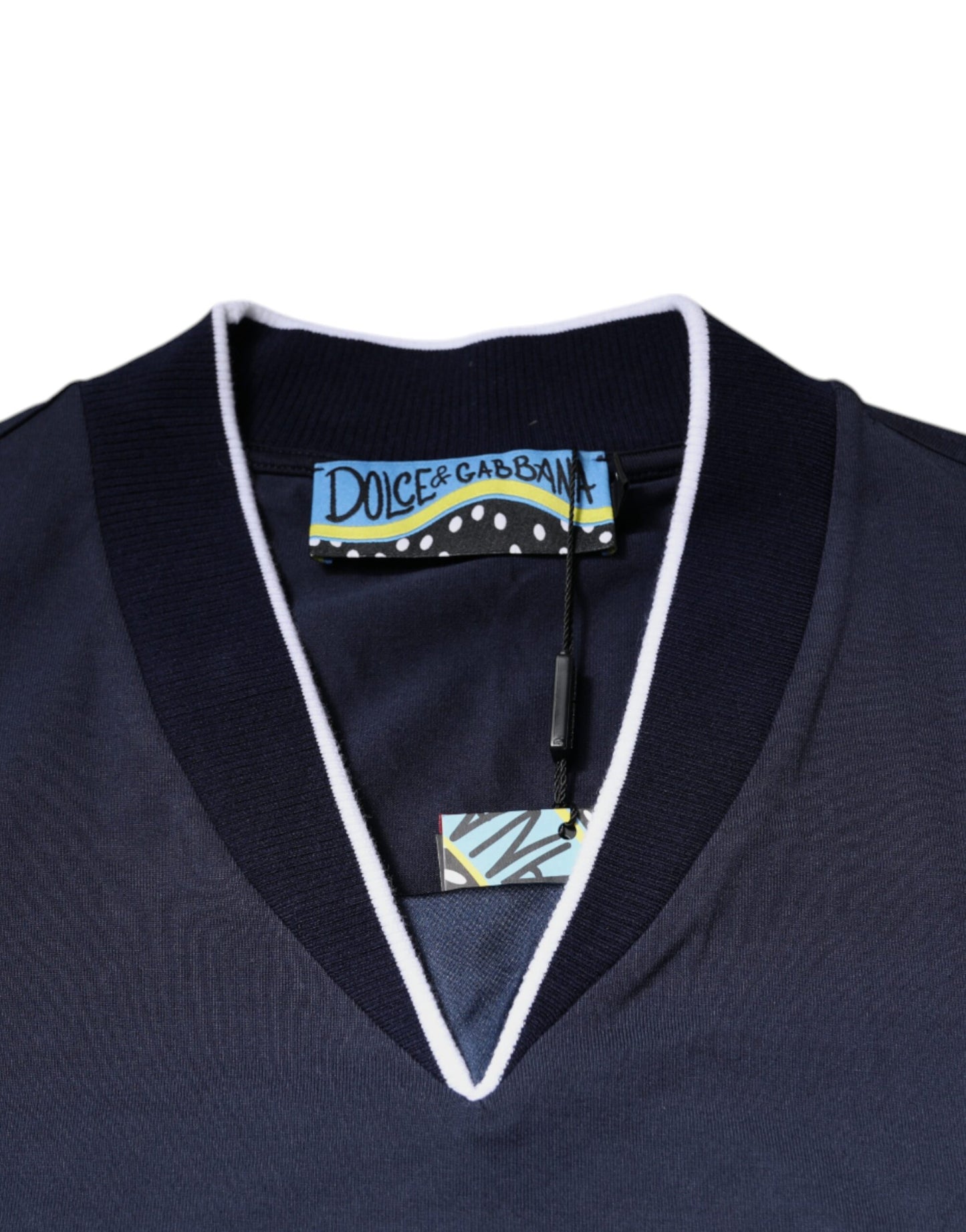 T-shirt à manches courtes en coton multicolore à col en V de Dolce & Gabbana