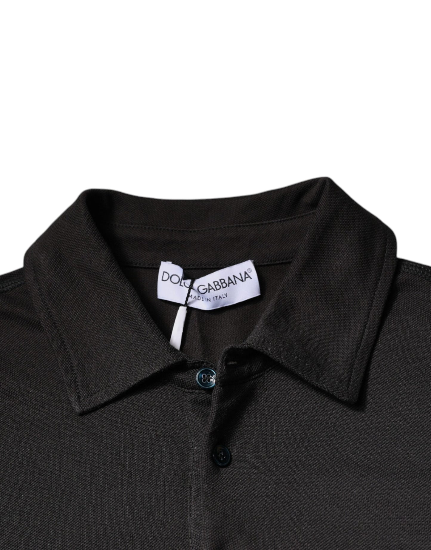 Polo à manches courtes à col et de couleur gris foncé de Dolce & Gabbana