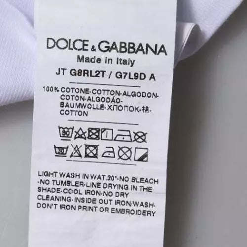 Dolce & Gabbana wit T-shirt met logo-print, gemaakt van katoen, met ronde hals.
