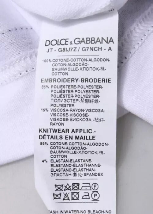 T-shirt blanc en jersey à manches courtes et col rond de Dolce & Gabbana