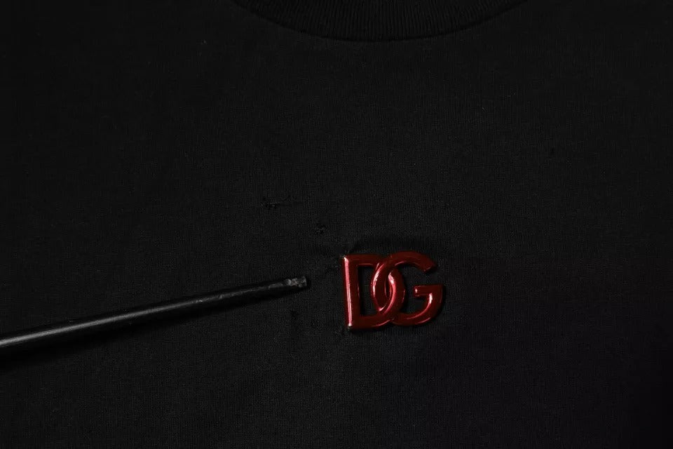 T-shirt à manches courtes à col rond noir avec logo DG de Dolce & Gabbana