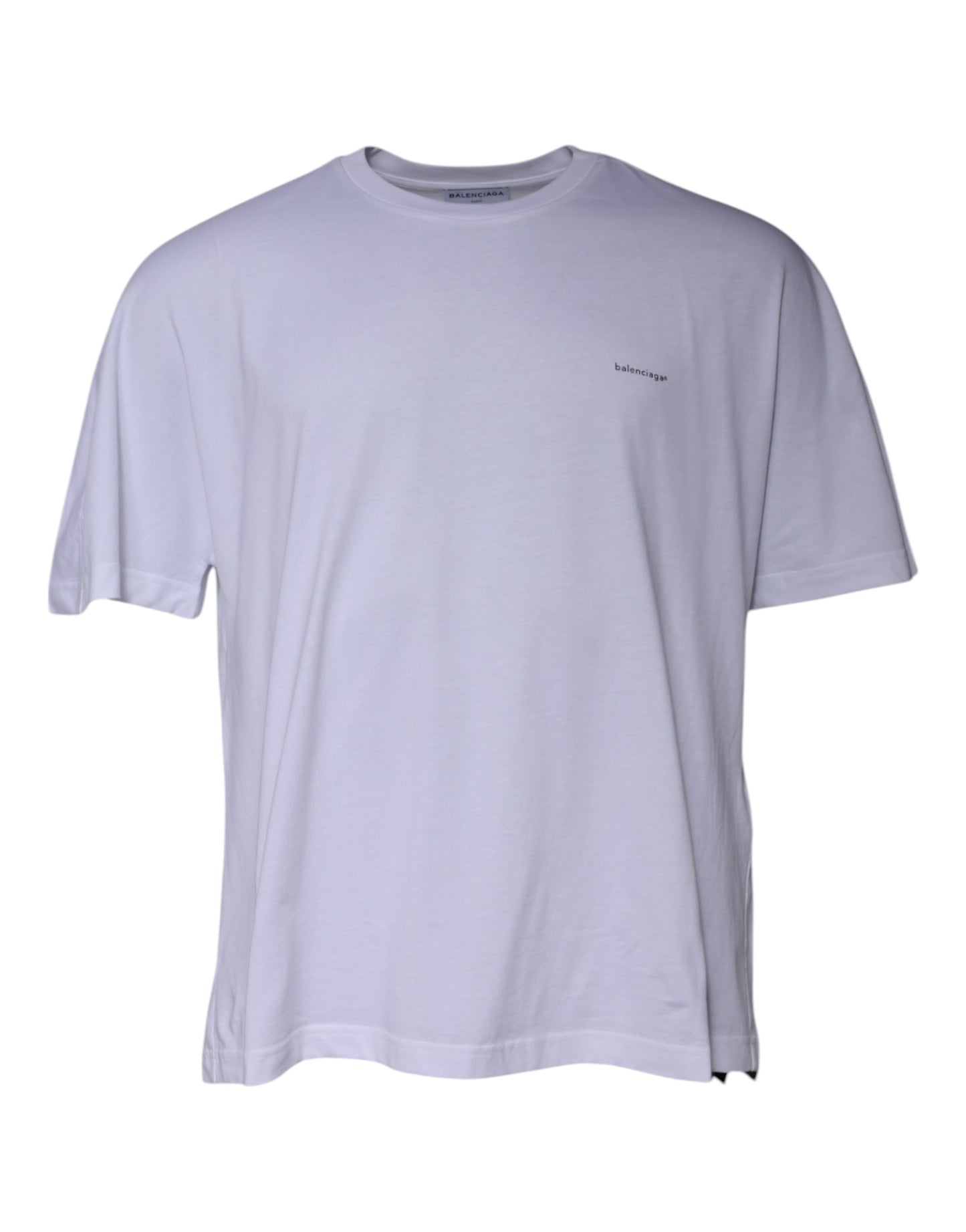 T-shirt à manches courtes en coton avec col rond et logo blanc de Balenciaga