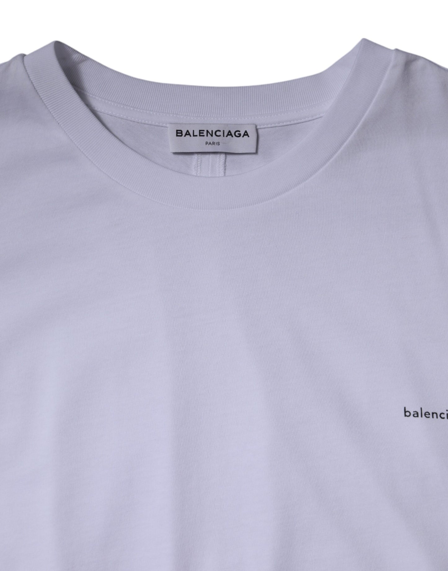 T-shirt à manches courtes en coton avec col rond et logo blanc de Balenciaga