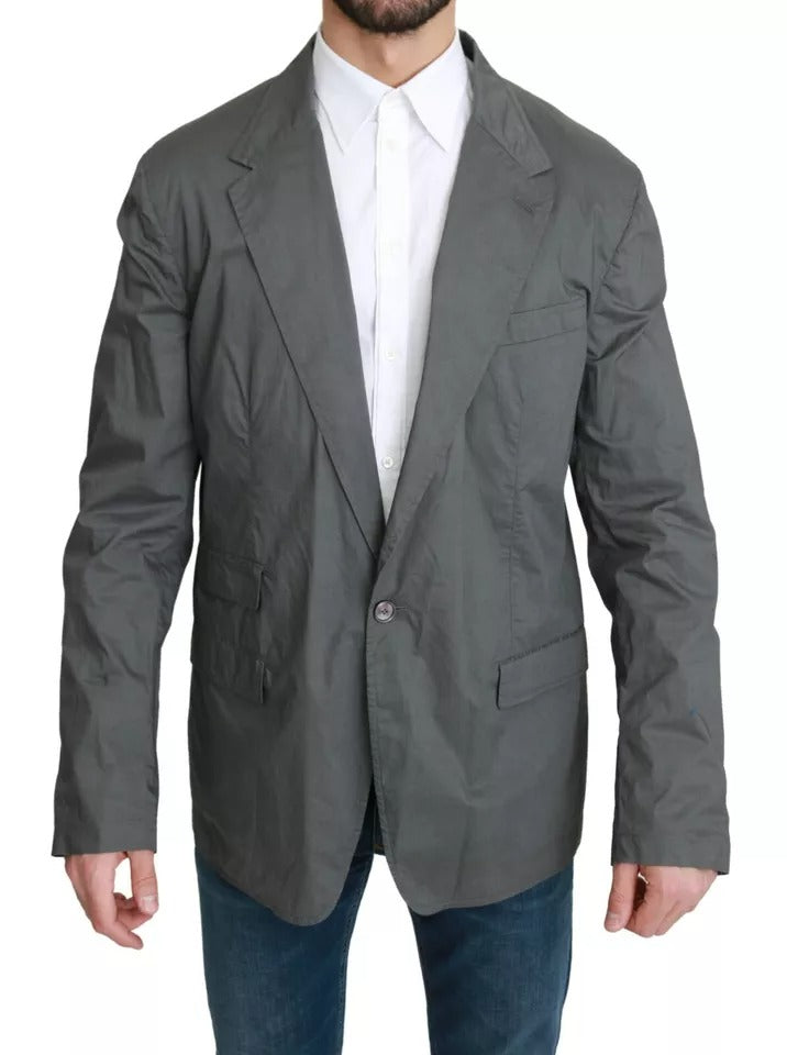 Dolce & Gabbana grijze, katoenen, enkelbrede, formele blazer