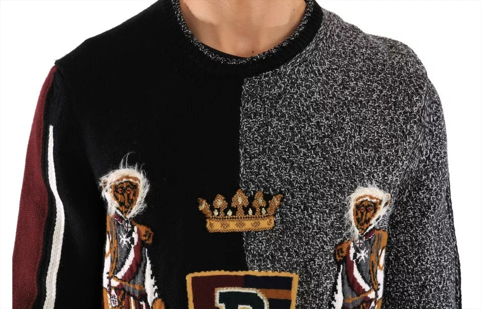 Dolce & Gabbana KING Knight Monkey gebreide trui van multicolor kasjmier en wol