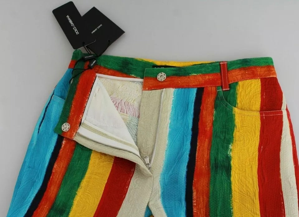 Pantalon évasé multicolore à rayures Riga Pittorica de Dolce & Gabbana