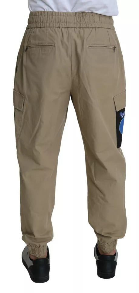 Dolce & Gabbana beige cargo broek met pin-up print