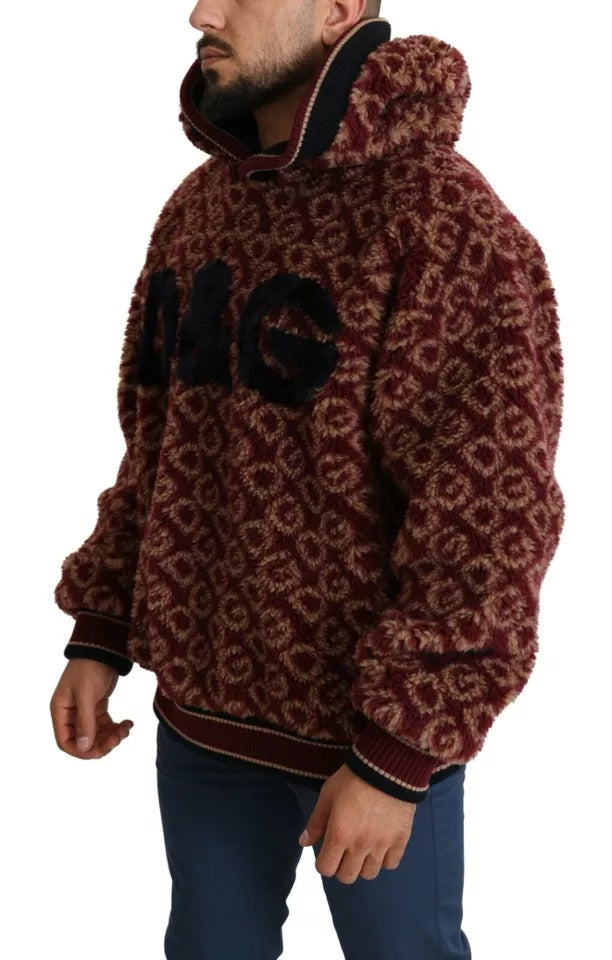 Pull en laine à capuche oversize rouge beige de Dolce & Gabbana